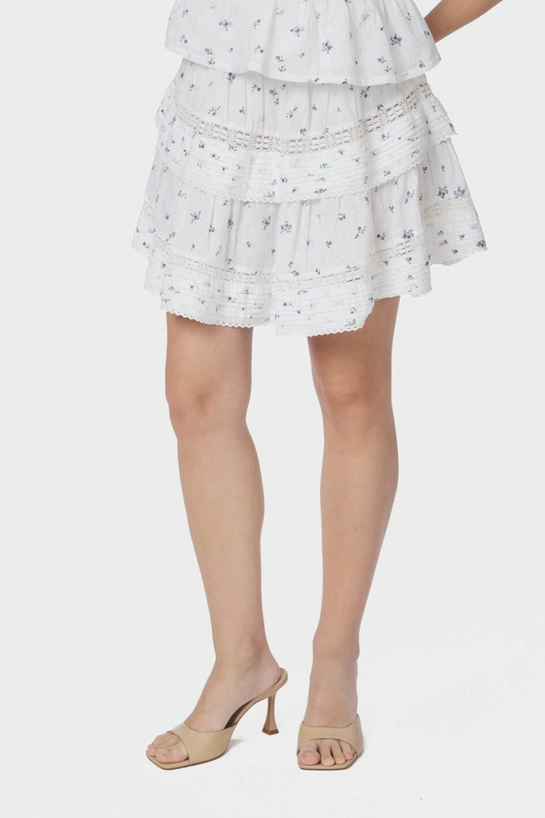 Kenia Flower Dobby Skirt - Blue Flower