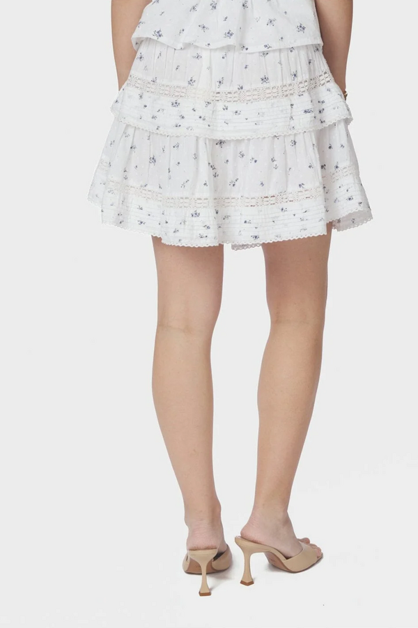 Kenia Flower Dobby Skirt - Blue Flower