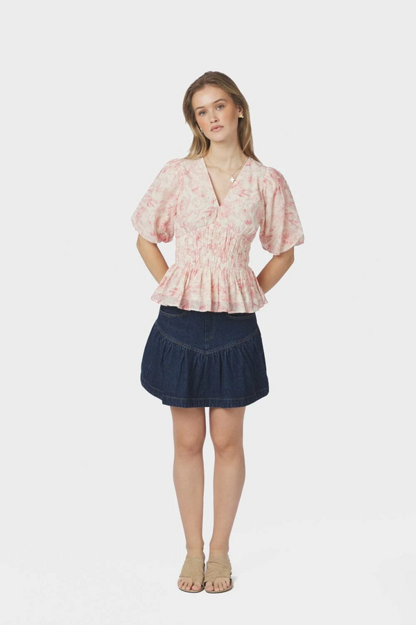 Minutti Print Blouse - Off White Rose