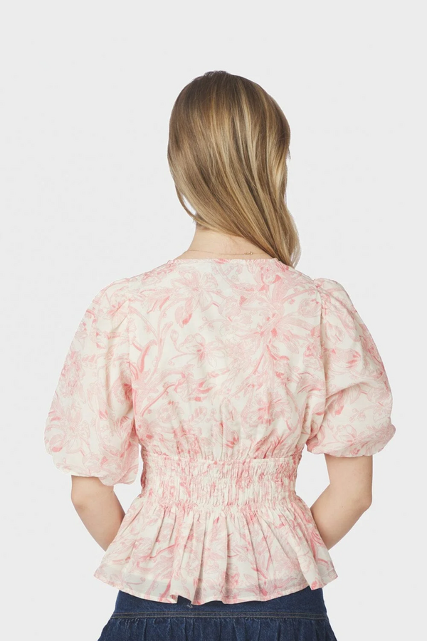 Minutti Print Blouse - Off White Rose