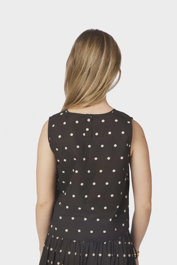 Polly Dot Top - Dark Brown