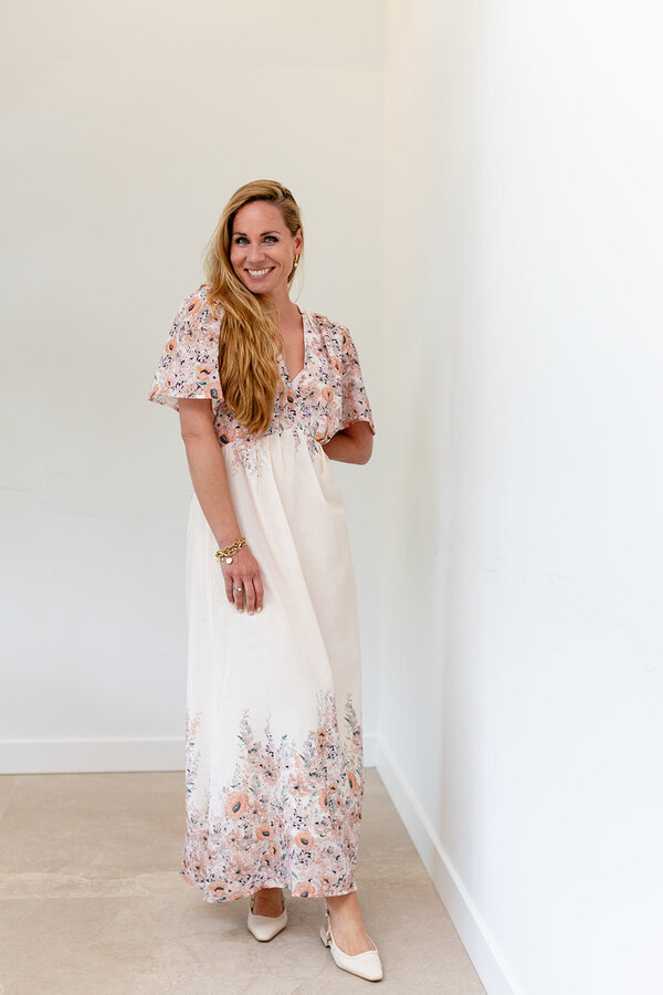 Serna Flower Print Dress - Burned Powder