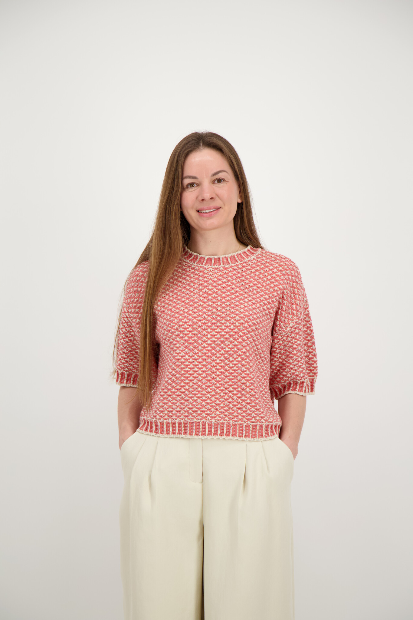 Catina Pilla 2/4 Pullover - Oatmeal/F Rose