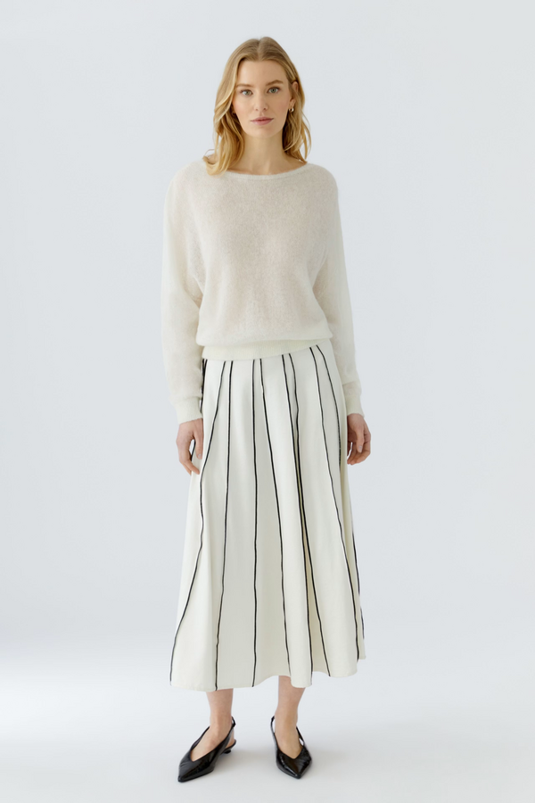 Stripe Midi Skirt - White/Black