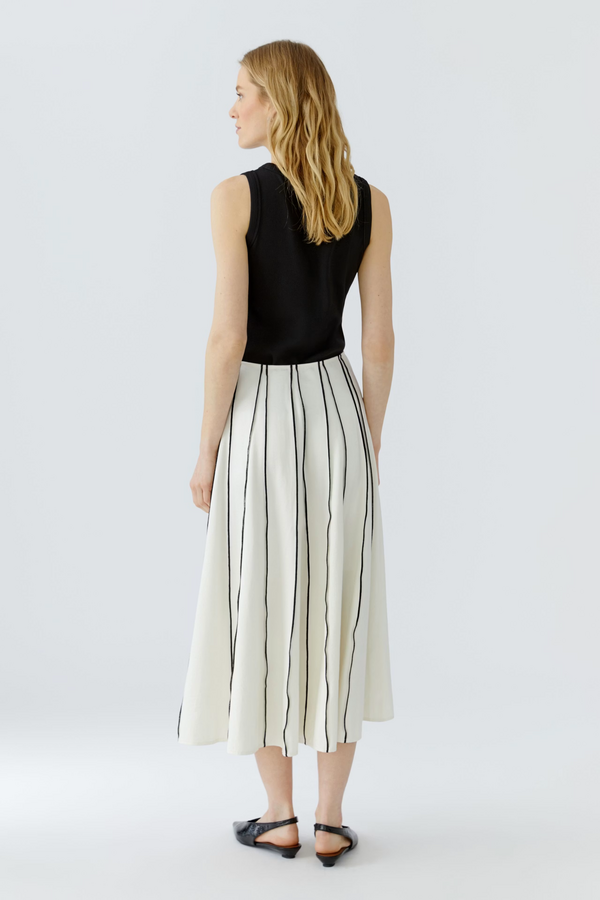 Stripe Midi Skirt - White/Black