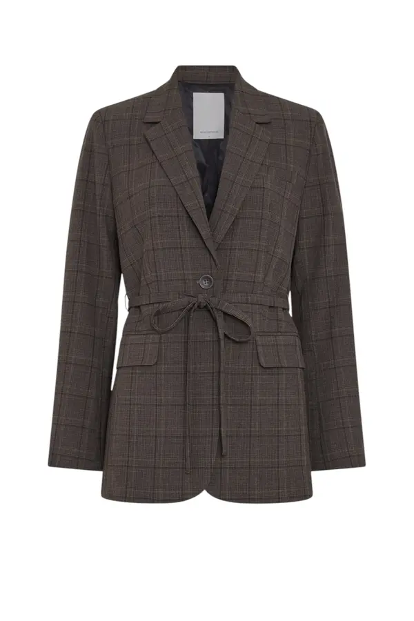 Johnna Blazer Check - Dark Brown Corn