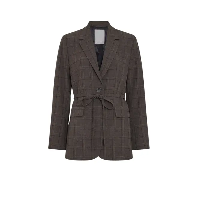 Johnna Blazer Check - Dark Brown Corn