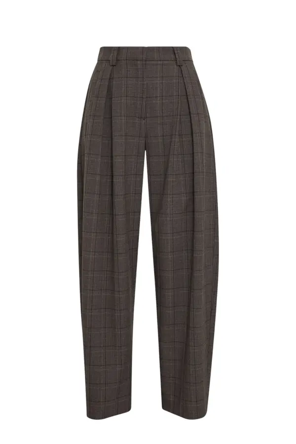 Johna Barrel Pants Check - Dark Brown Corn