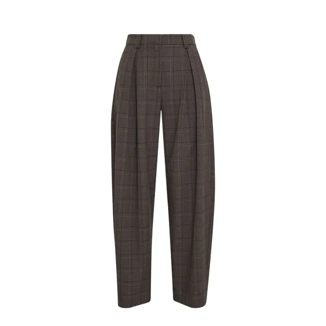 Johna Barrel Pants Check - Dark Brown Corn