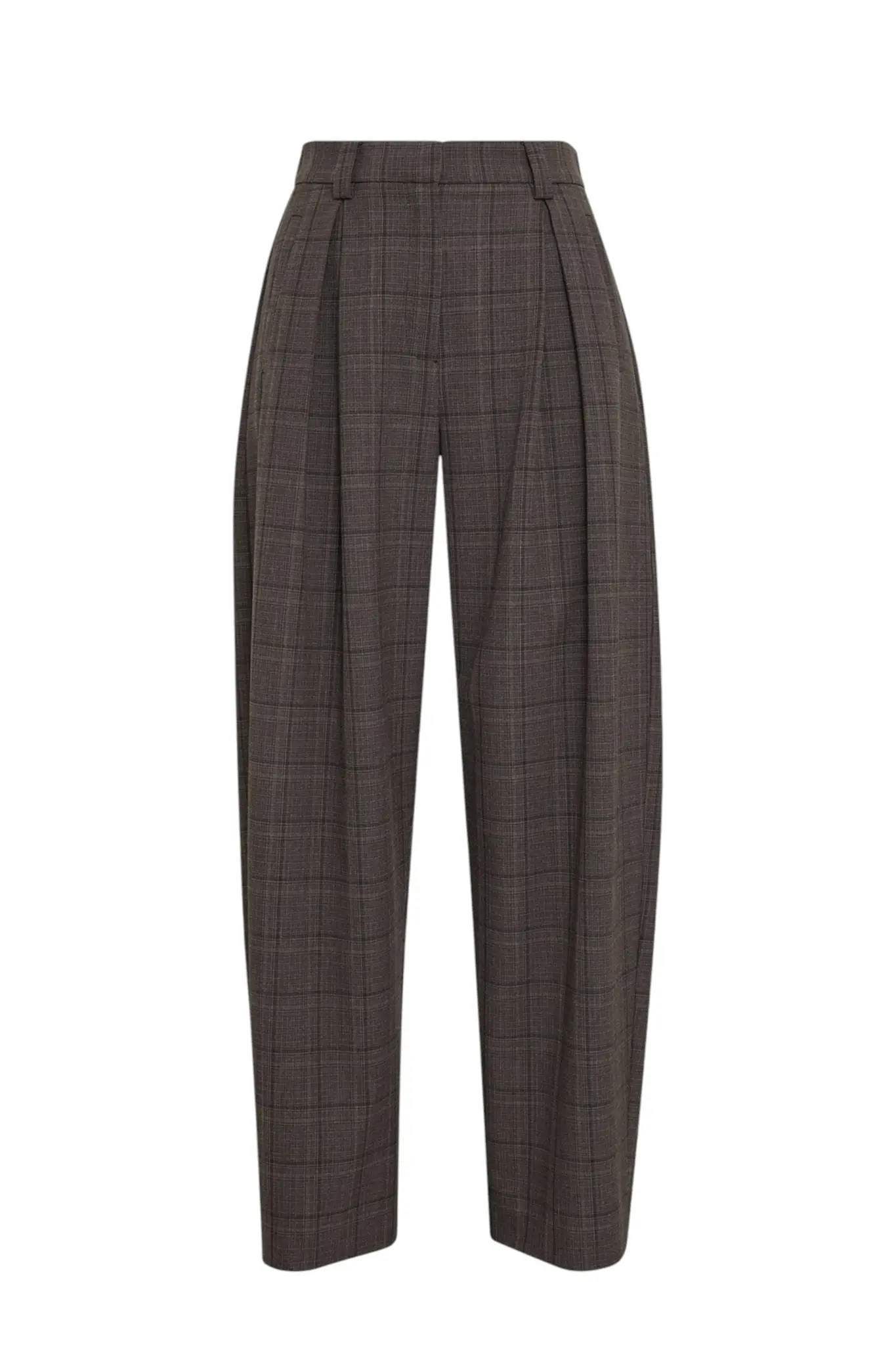Johna Barrel Pants Check - Dark Brown Corn