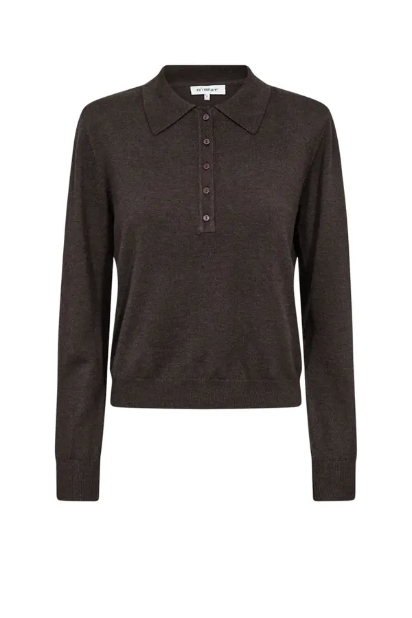 Cory Padded Polo Knit - Dark Brown