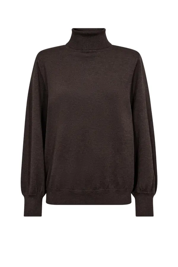 Cory Padded Roll-Neck Knit - Dark Brown