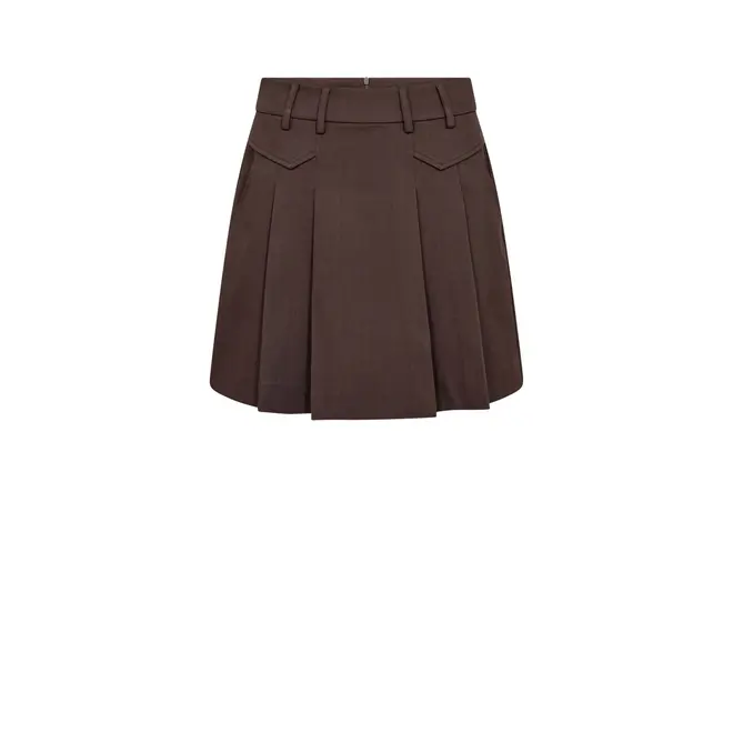 Luna Pocket Pleat Mini Skirt - Dark Brown