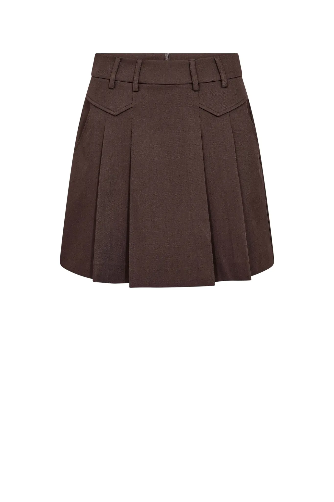 Luna Pocket Pleat Mini Skirt - Dark Brown