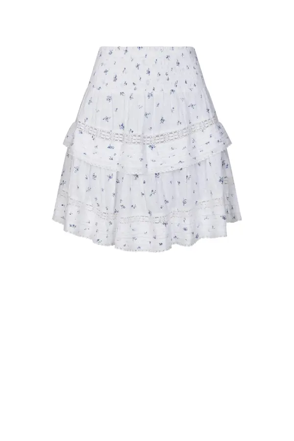 Kenia Flower Dobby Skirt - Blue Flower