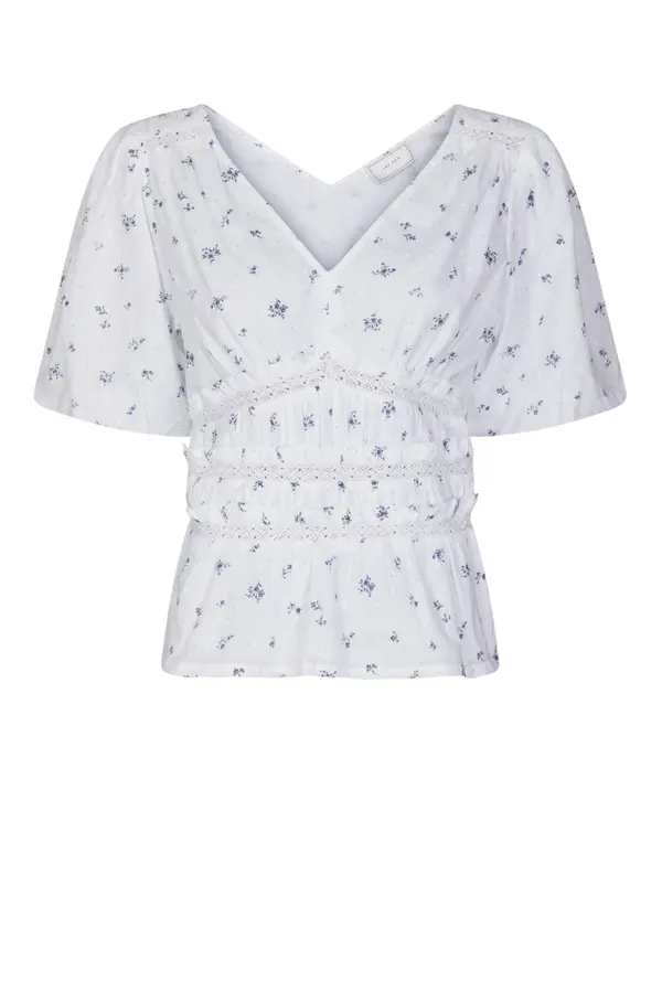 Sapura Flower Dobby Blouse - Blue Flower