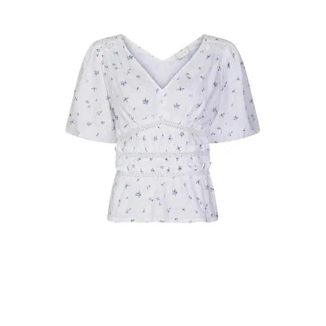 Sapura Flower Dobby Blouse - Blue Flower