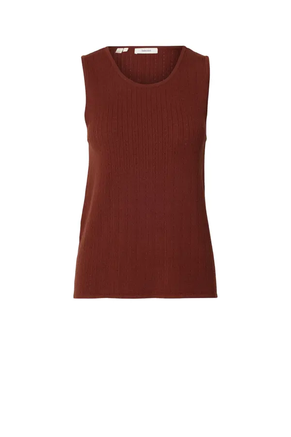 Helle Pointel Knit Top - Cherry Mahogany