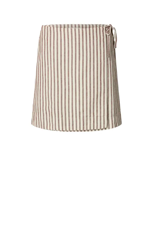 Johanne MW Short Wrap Skirt - Egret/Cherry Mah