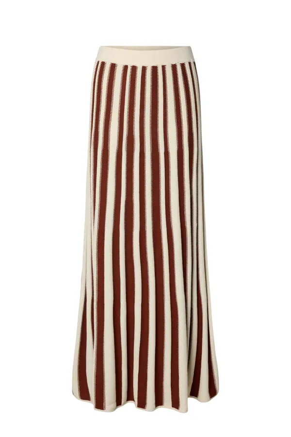 Lina HW Knit Long Skirt - Birch/Cherry Mah