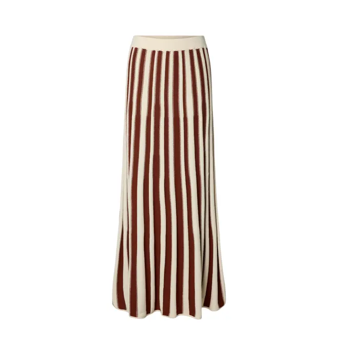 Lina HW Knit Long Skirt - Birch/Cherry Mah