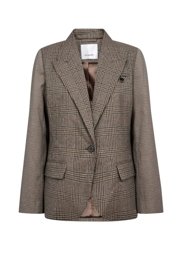 VeyaCC Check Fitted Blazer - Brown