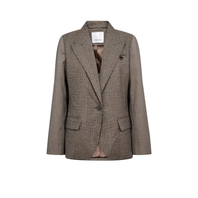 VeyaCC Check Fitted Blazer - Brown