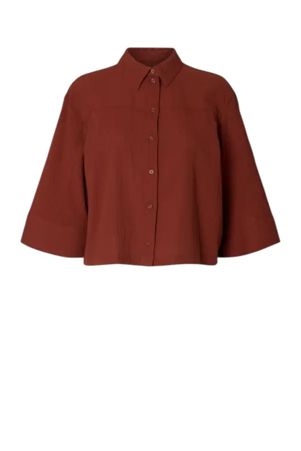 Finnie Relaxed 3/4 Sun Shirt - Cherry Mahogany
