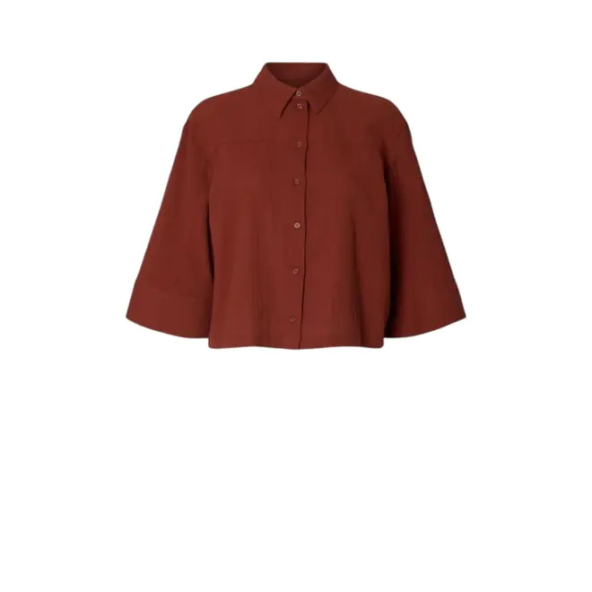 Finnie Relaxed 3/4 Sun Shirt - Cherry Mahogany