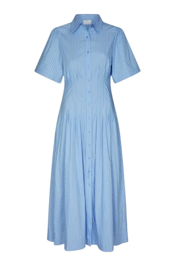 Baia Stripe Poplin Dress - Light Blue