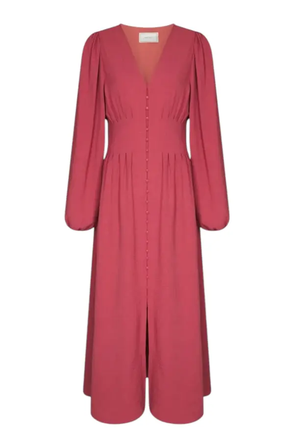 Annelie Solid Crepe Dress - Cherry Pink
