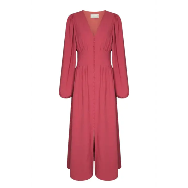 Annelie Solid Crepe Dress - Cherry Pink