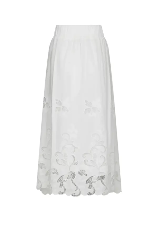 Yara Long Emb Skirt - White