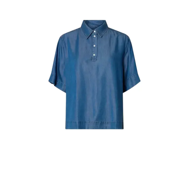 Janna 2/4 Polo Shirt - Medium Blue Denim