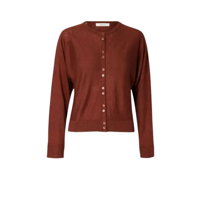 Jane Linen LS Bat Knit Cardigan - Cherry Mahogany