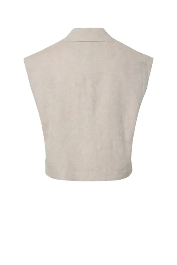 Usuma Short Linen Blend Waistcoat - White Pepper