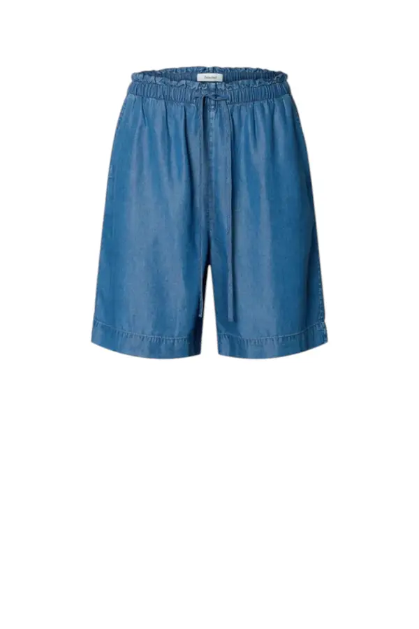 Janna MW Elastic String Shorts - Medium Blue Denim