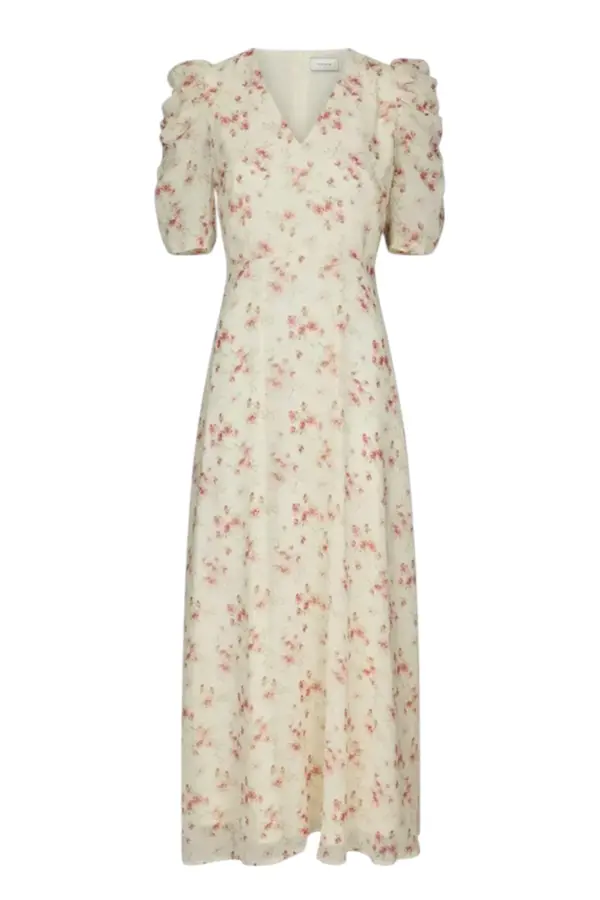 Vira Floral Dress - Creme