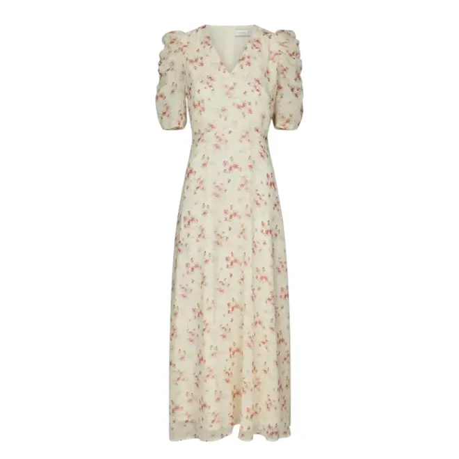 Vira Floral Dress - Creme