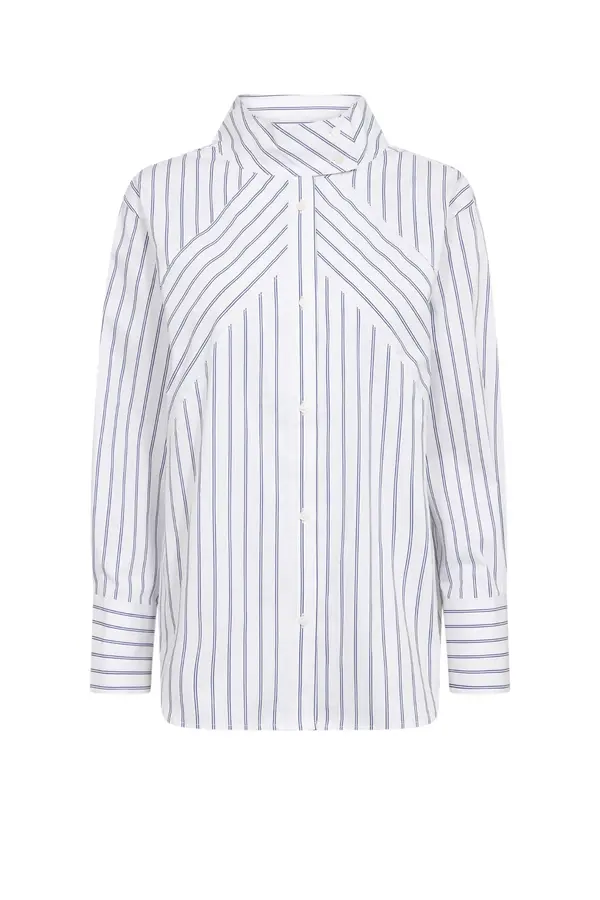 SomoCC Stripe Funnel Neck Shirt - White