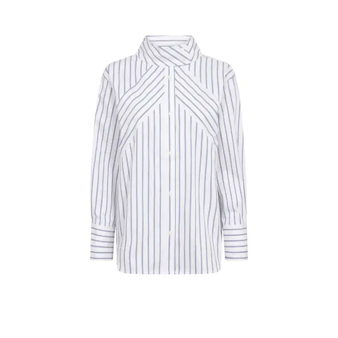 SomoCC Stripe Funnel Neck Shirt - White
