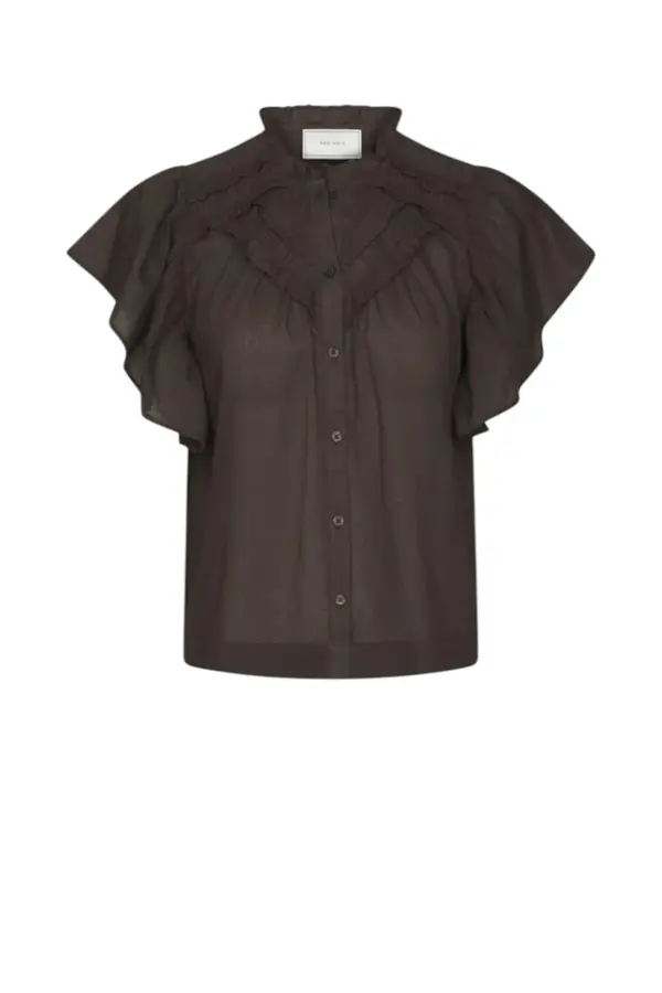Vinsa Voile Top - Dark Brown