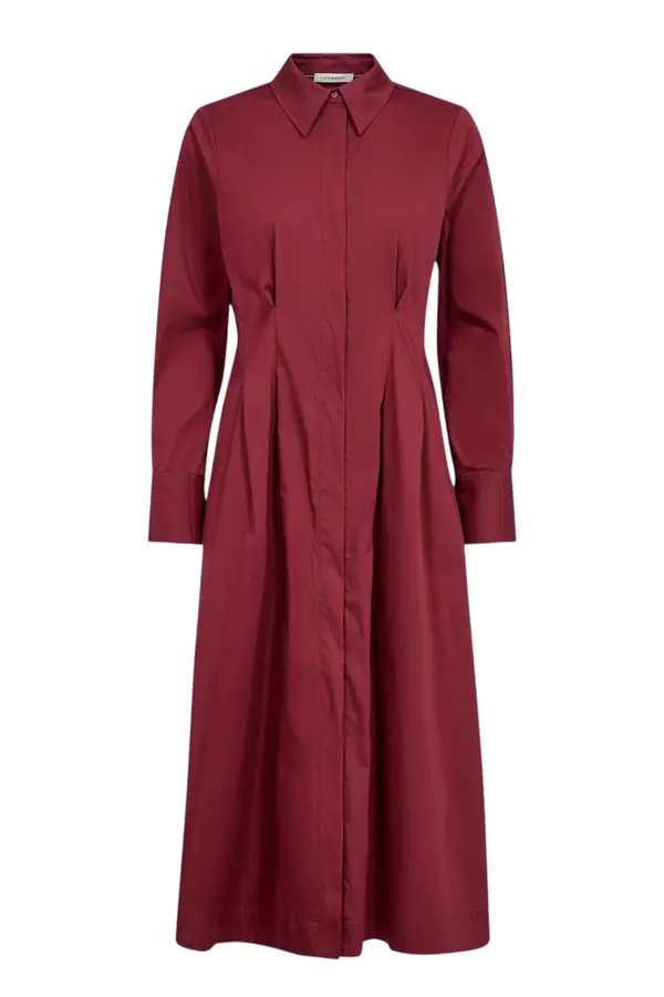 Sanna Shirt Long Dress - Berry Red