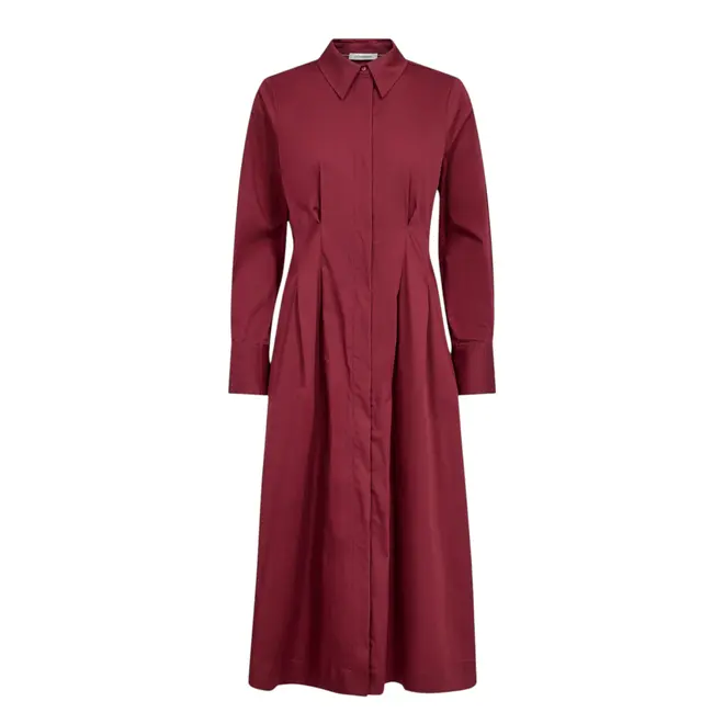 Sanna Shirt Long Dress - Berry Red