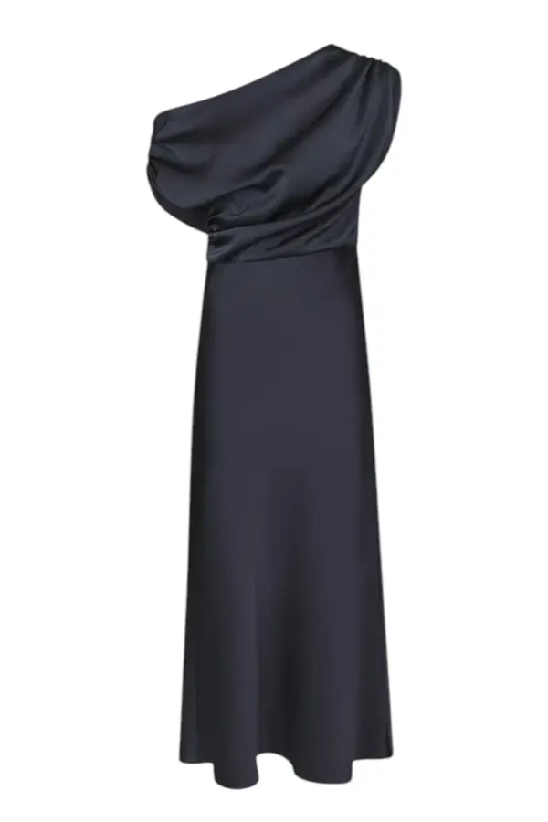 Lilith Heavy Sateen Dress - Midnight Blue