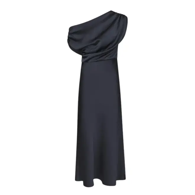 Lilith Heavy Sateen Dress - Midnight Blue