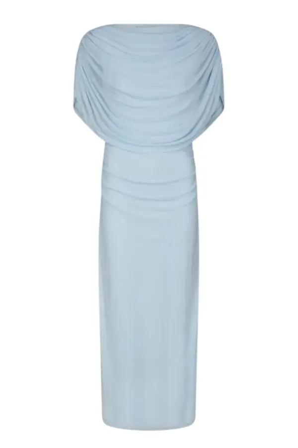 Tottuna Long Drapy Mesh Dress - Light Blue