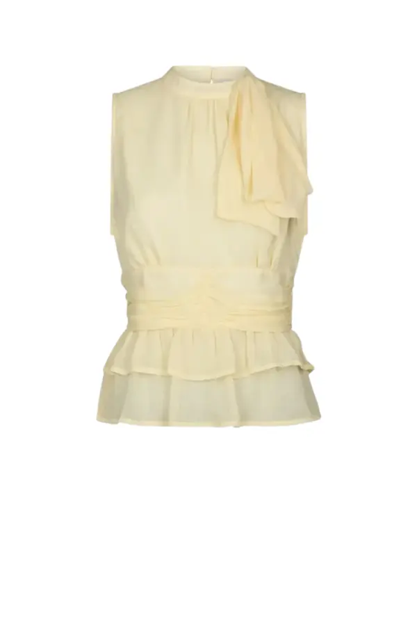 Ansol Solid Chiffon Top - Light Yellow
