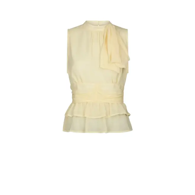 Ansol Solid Chiffon Top - Light Yellow