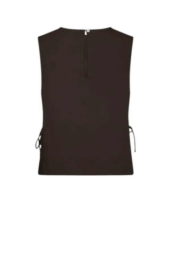 Svetlana Linen Top - Dark Brown